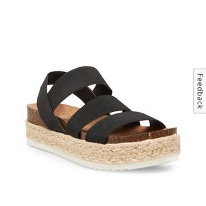 Madden Girl Sandals 7.5 Espadrilles Platform Strappy Black